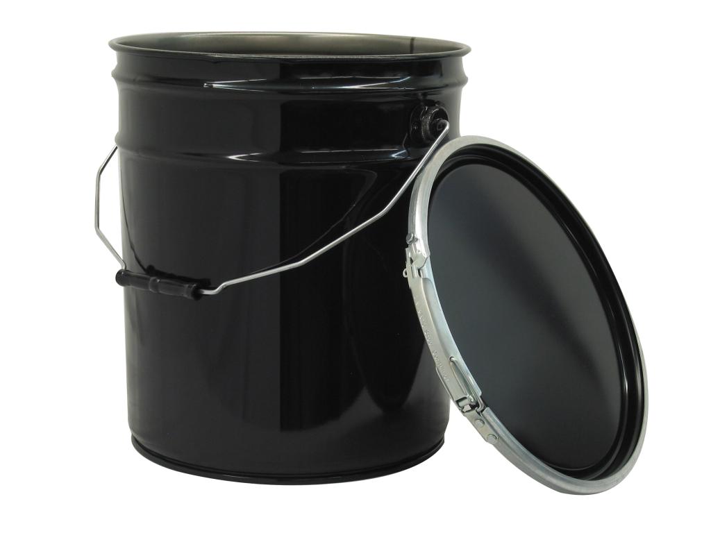 OH5-286/C26RID-B 5 Gallon Steel Pail, Open Head, Lever Lock Cover - Black -  Basco USA